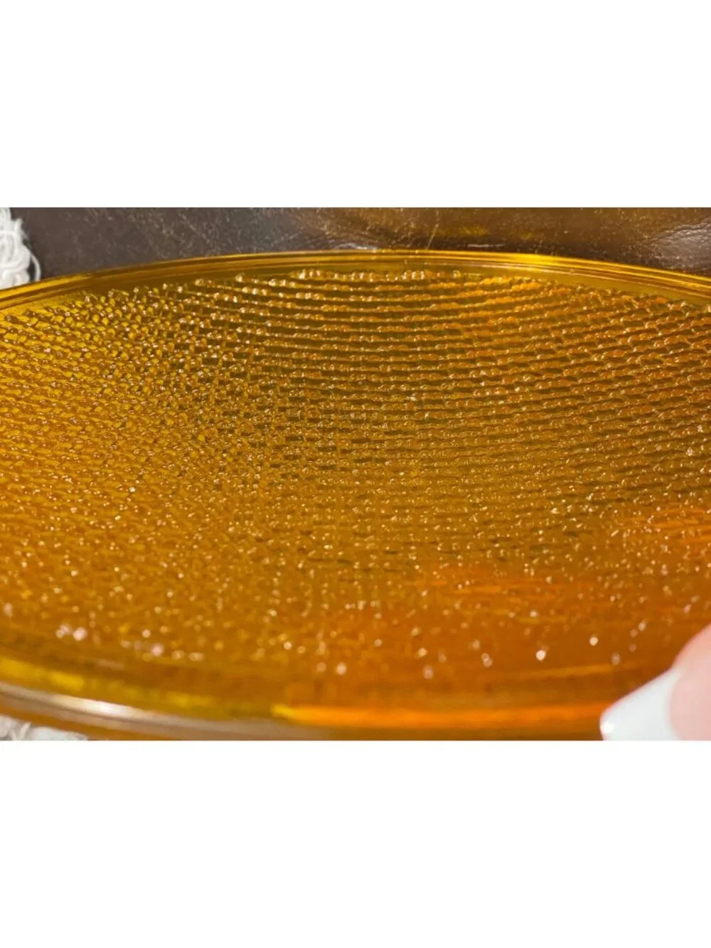 Vintage Amber Glass Industrial Reflector Lens Koroseal Round Decor